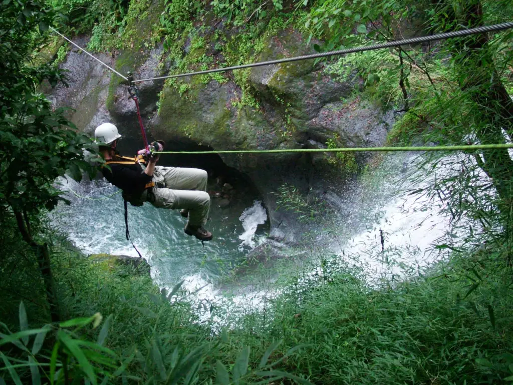 Costa Rica Zip Line Costa Rica Zip Line over Waterfalls near San Jose