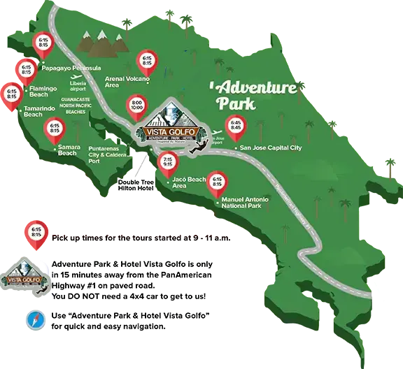 Map of Costa Rica Adventure Park Costa Rica